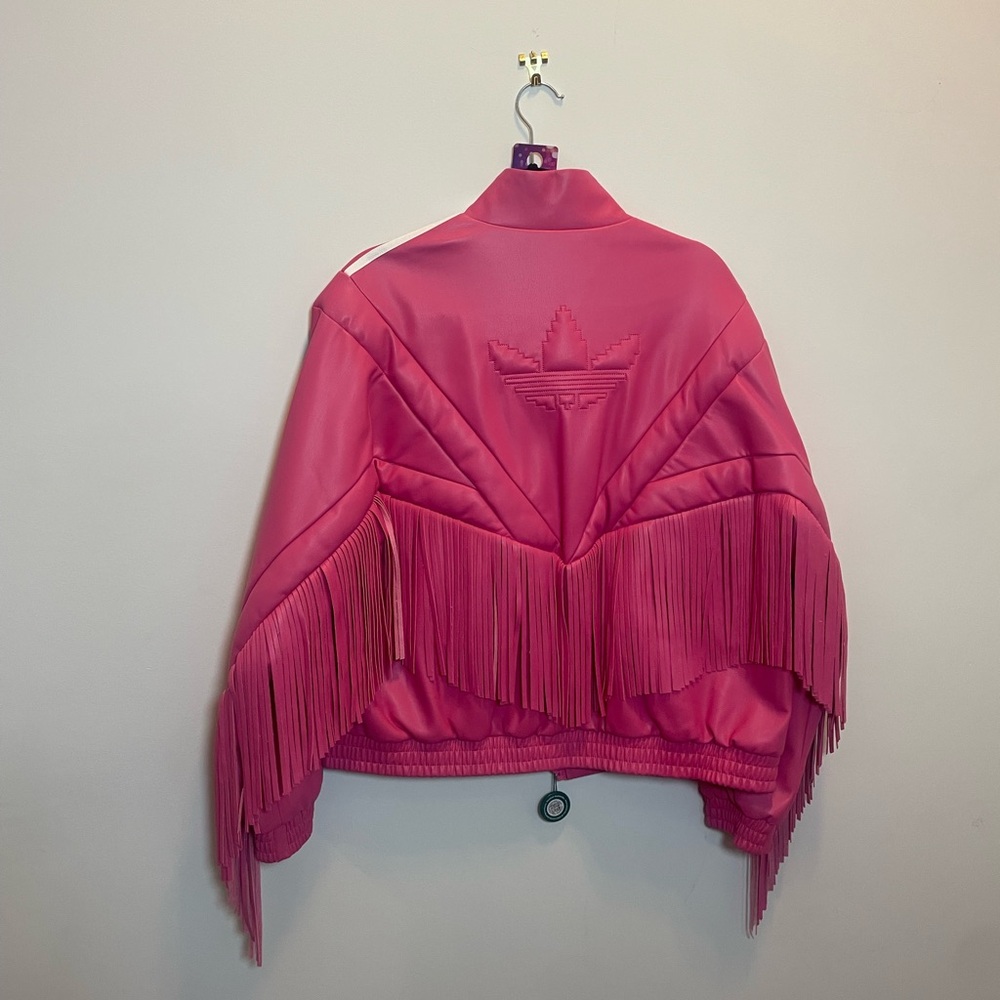 Adidas Women's Pink Fringe Bomber Jacket